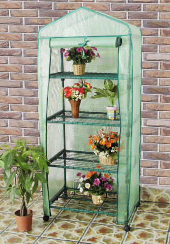 Mini balcony greenhouse with 4 shelves